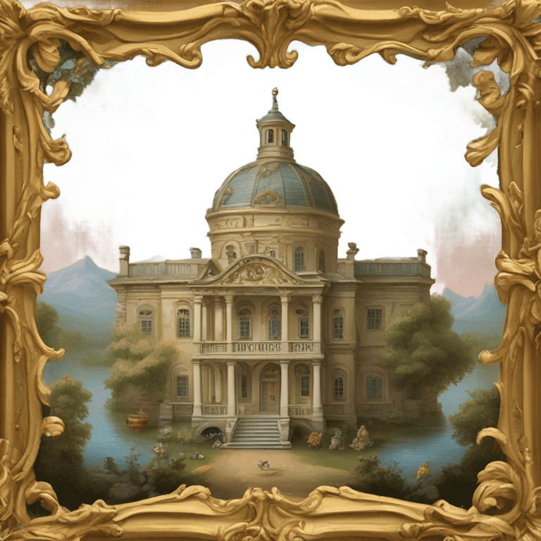 highly detailed vintage rococo scenic painting emoji