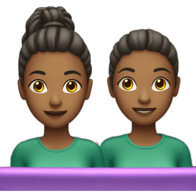 two girls with a trampoline emoji