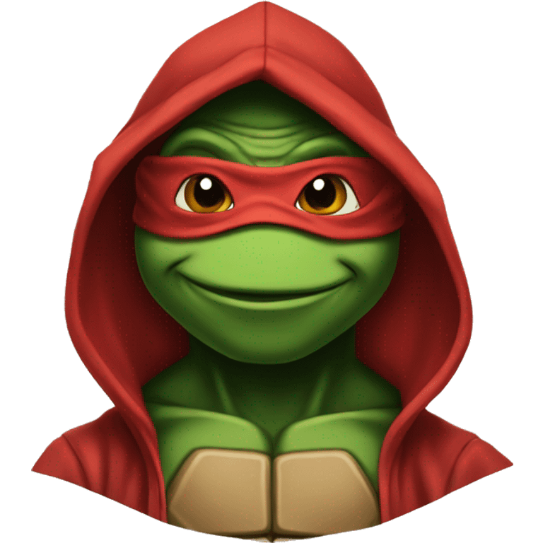 a ninja turtle with a red hoodie emoji