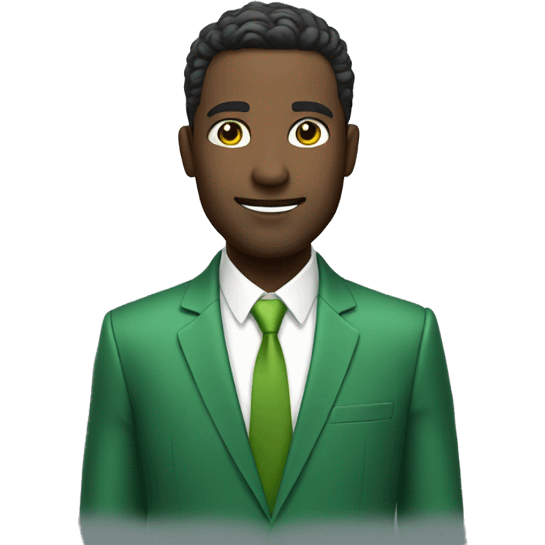 Man with green suit make selfie emoji