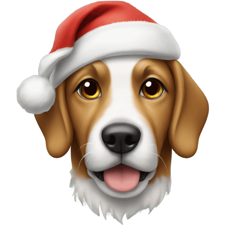 Dog wearing Santa hat emoji