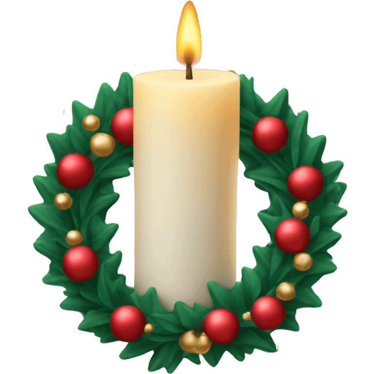 candle with christmas wreath emoji