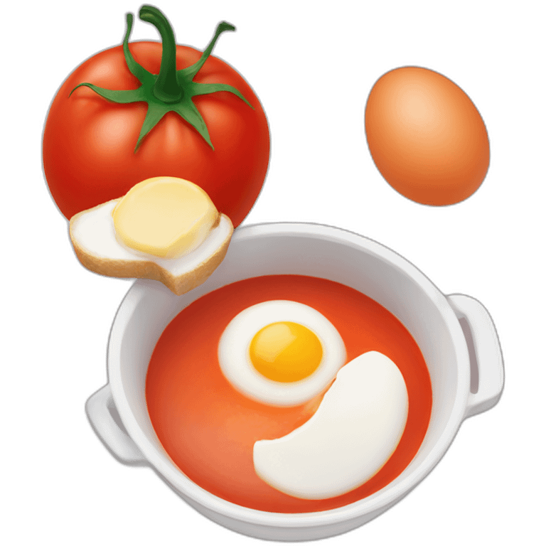 Tomato soup and boiled egg emoji