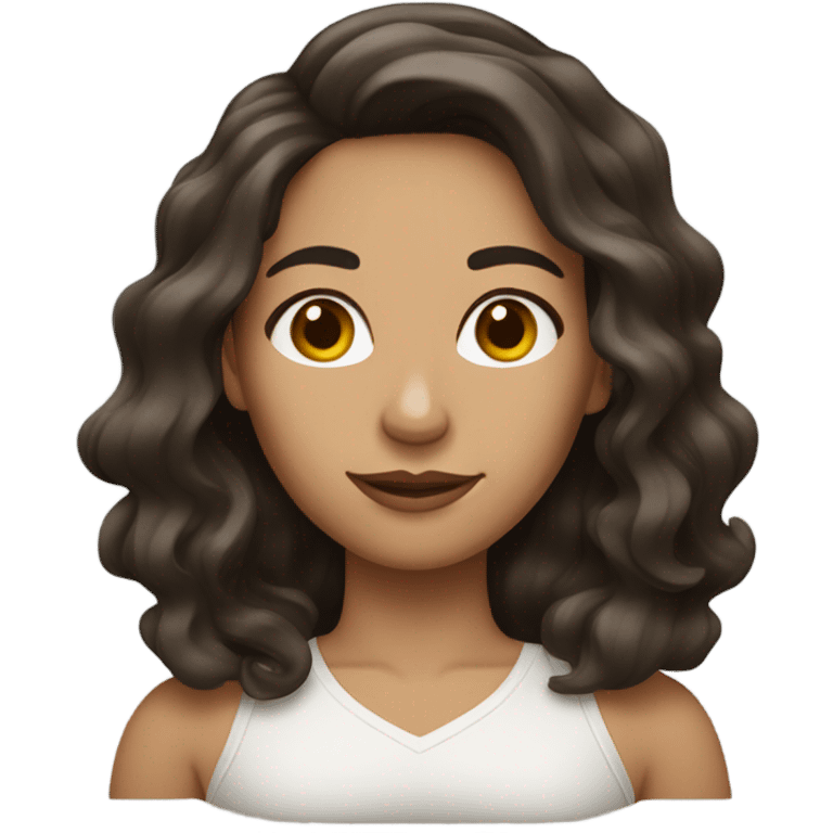 carrer woman with dark brown wavy long hair emoji