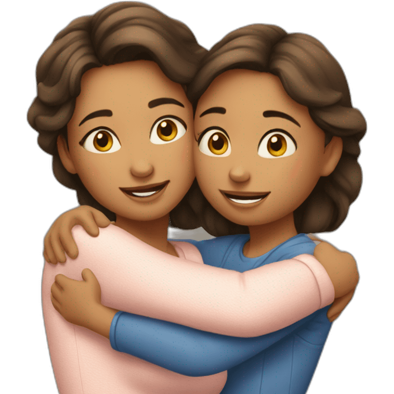 Mother and daughter hugging emoji