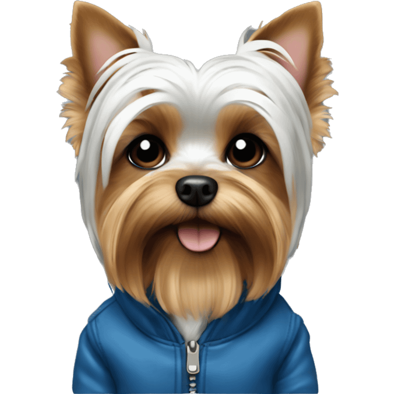 yorkie dog white with blue jacket  emoji