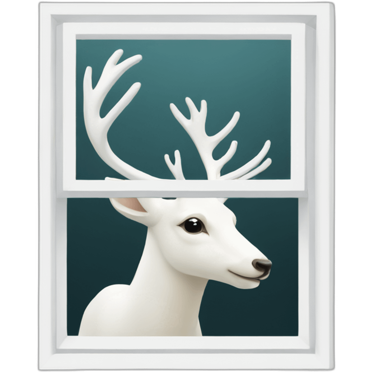 White deer reflected window emoji