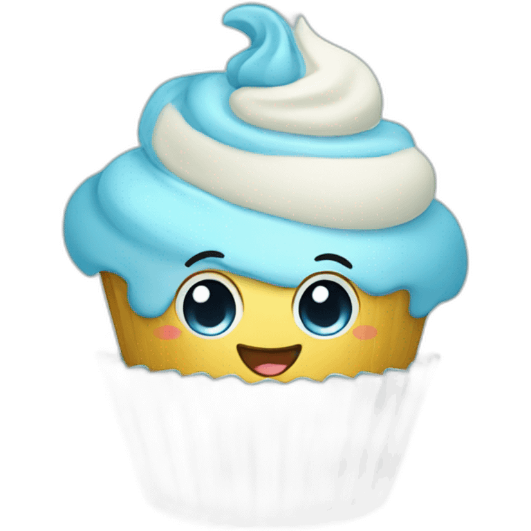 Happy light blue cupcake emoji