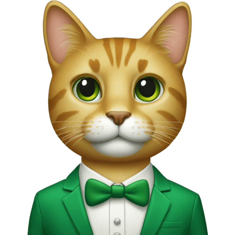 the cool cat in a green formal cassic suit emoji