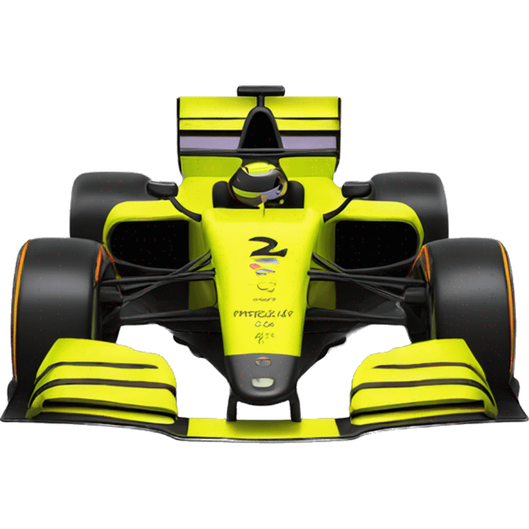 2024 miami livery mclaren formula 1 car with Fluorescent yellow helmet emoji