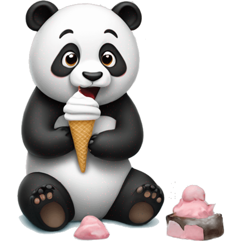 Panda eating ice cream emoji