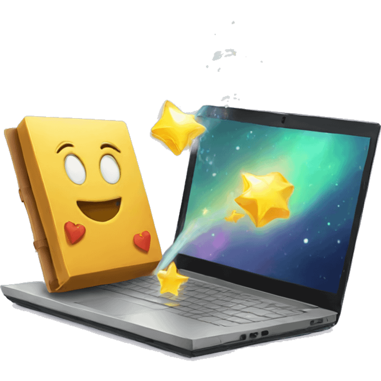 laptop and magic emoji