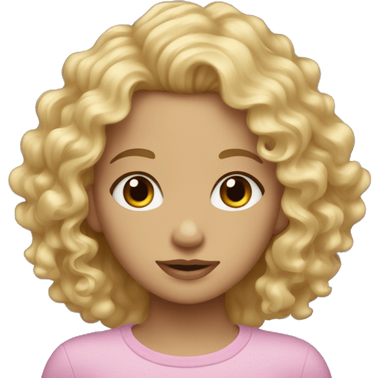 blonde curly hair girl with hazel eyes emoji