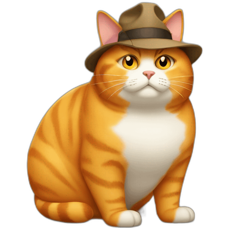 Fat orange cat detective emoji