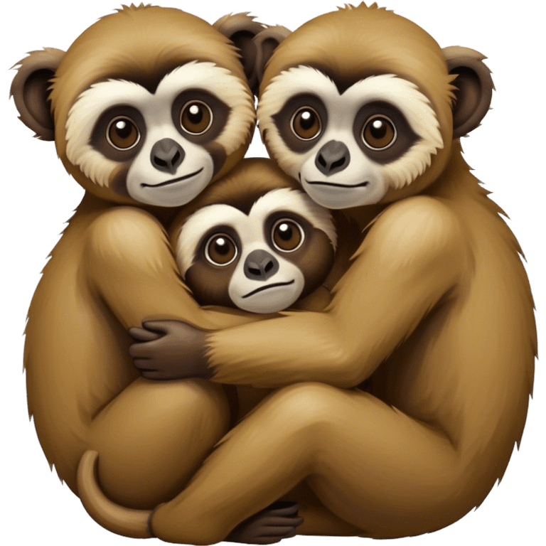 Male and female gibbon snuggling emoji