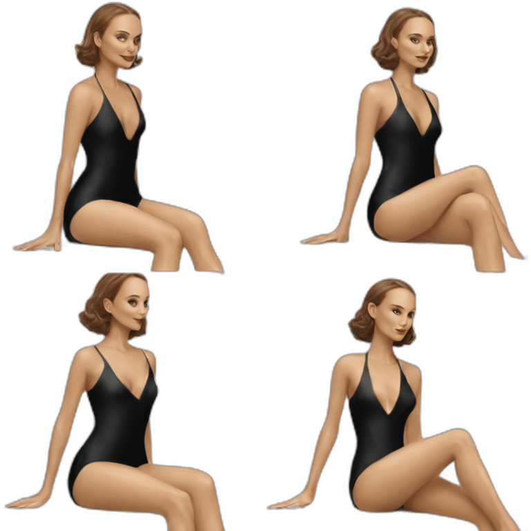 sexy natalie portman back on high heels swimming suit long legs posing relax emoji