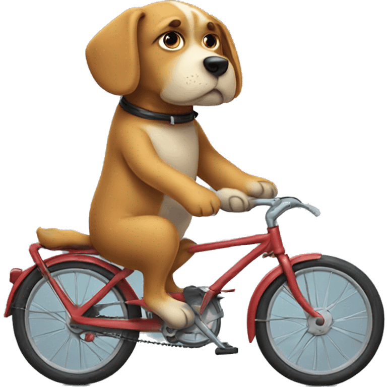 a sad dog on a bike emoji