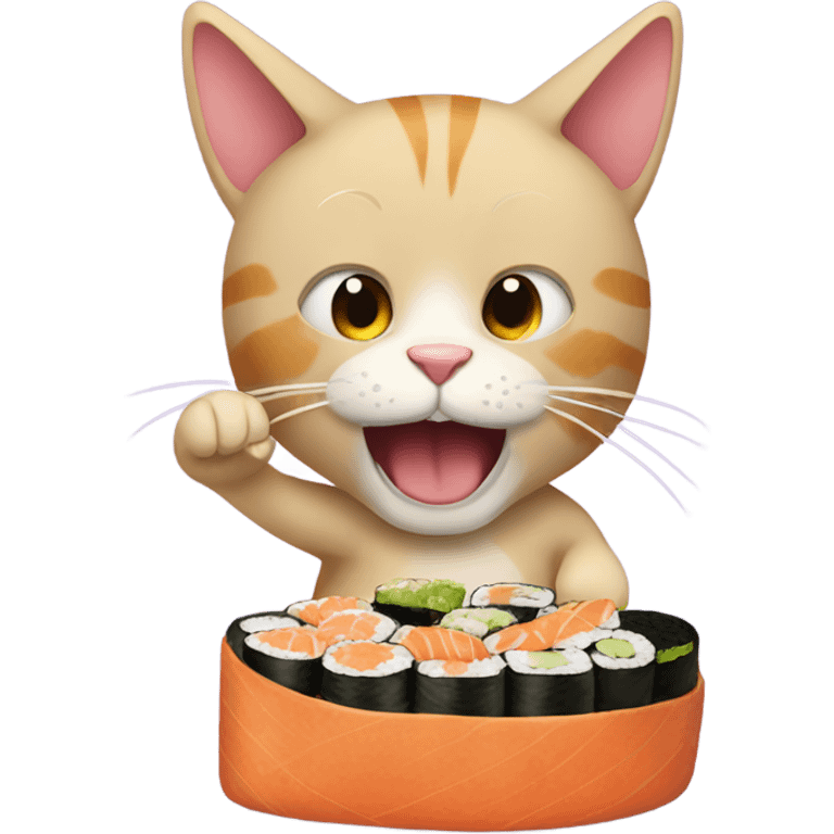 birthday cat eating sushi emoji