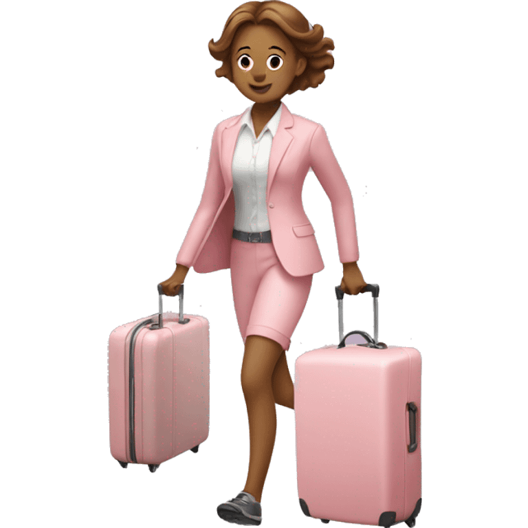 Girl running with light pink suit case emoji