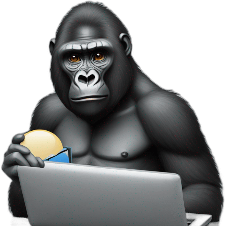 Gorilla teaching Steve Jobs emoji