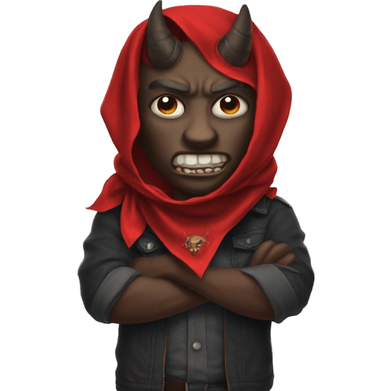 Demon holding red bandanna emoji