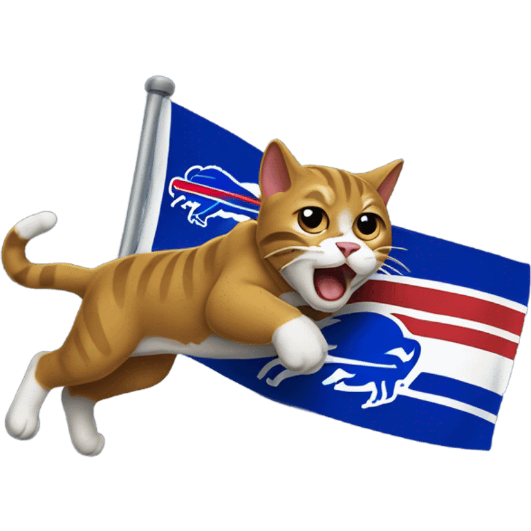 Cat stomping on a buffalo bills flag emoji