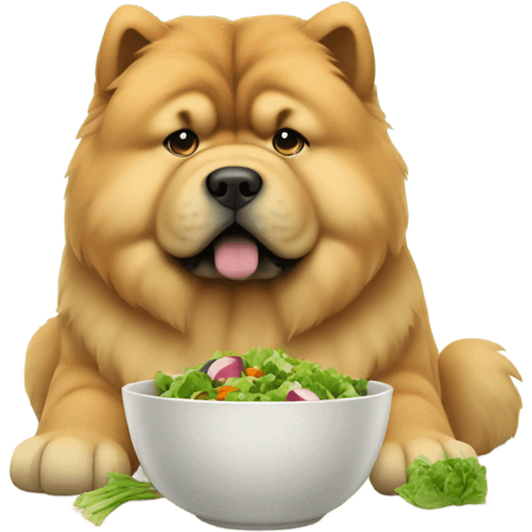 chow chow looking at salad sadly emoji