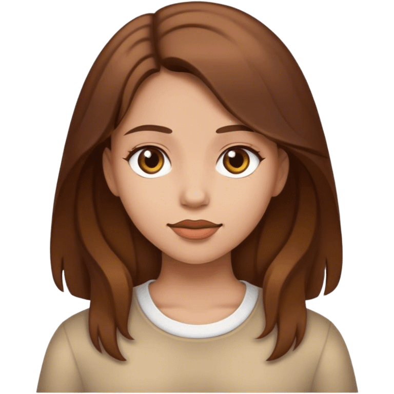 realistic portrait of girl with brown hair  emoji