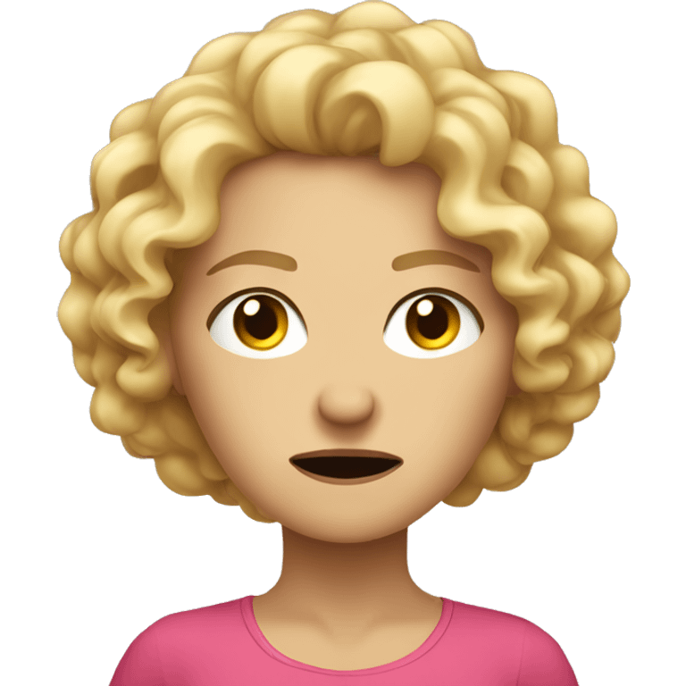 Curly blond hair woman. Super angry face emoji