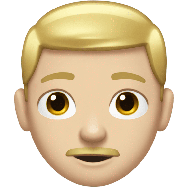 Withe boy with very white skin with black buzz cut and big black mustache and gold chain in rapper t shirt  emoji