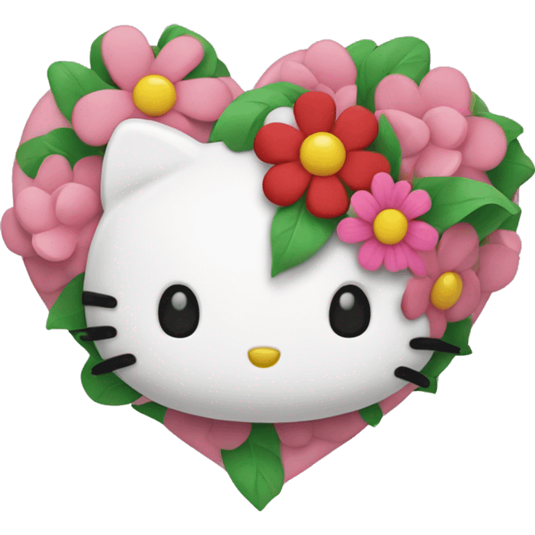 hello kitty heart with flowers  emoji