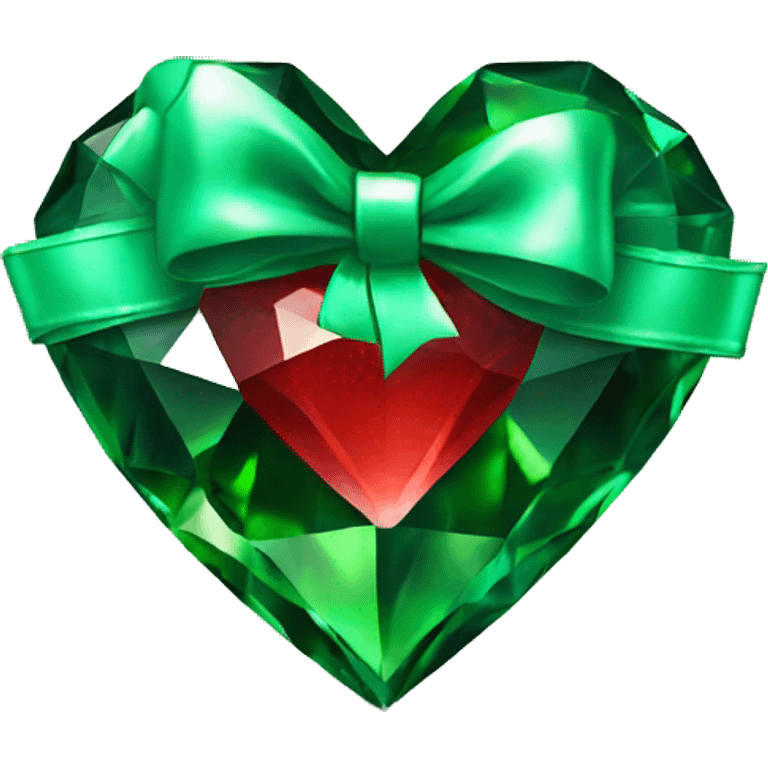 crystal red heart wrapped in emerald bow emoji