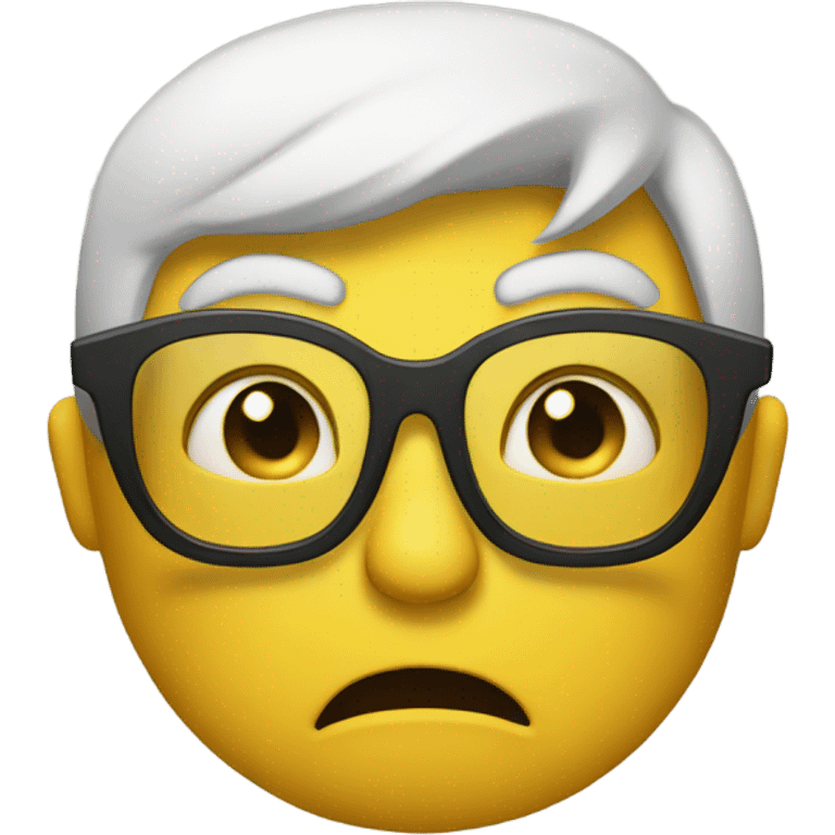 a yellow emoji with very very big glasses the emoji very angry and emoji looks to the right side emoji