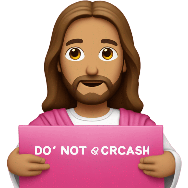 Jesus holding a pink sign that says do not crash out emoji