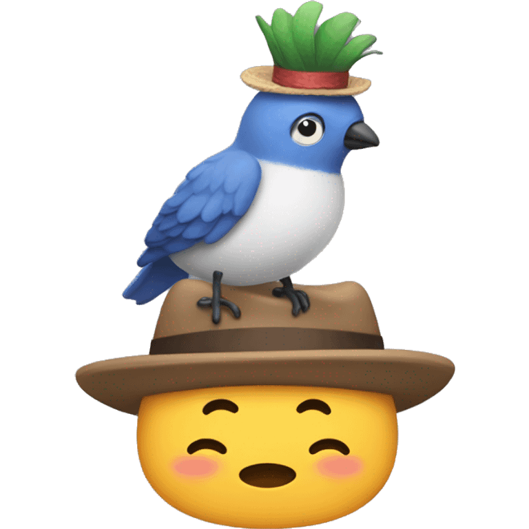 🥰 with a hat and a bird on his shoulders emoji