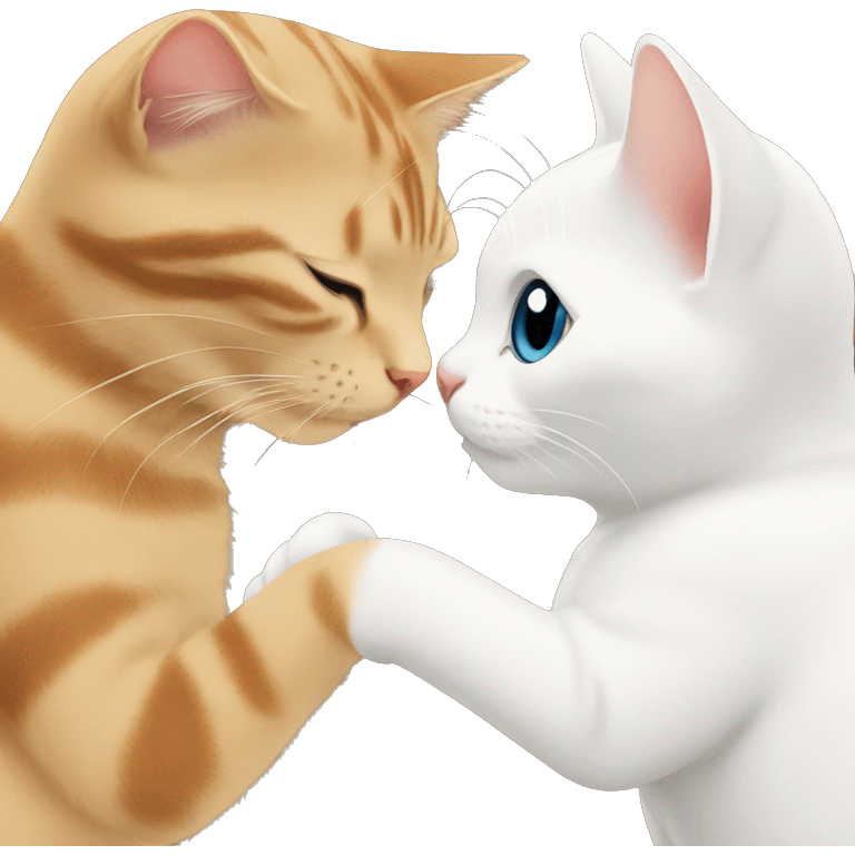 white cat kisses brown cat emoji