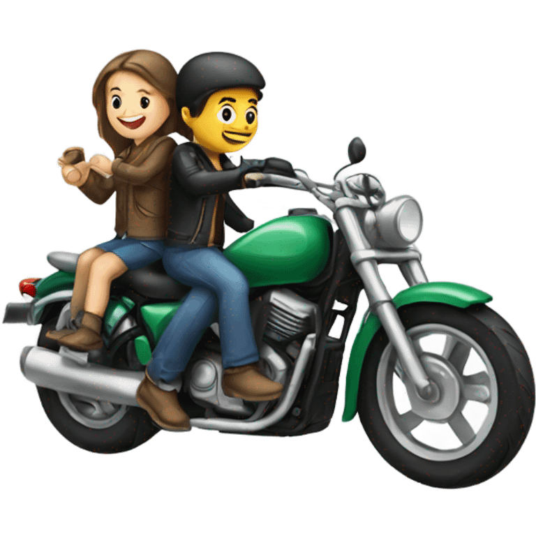 Motorcycle with boy and girl  emoji