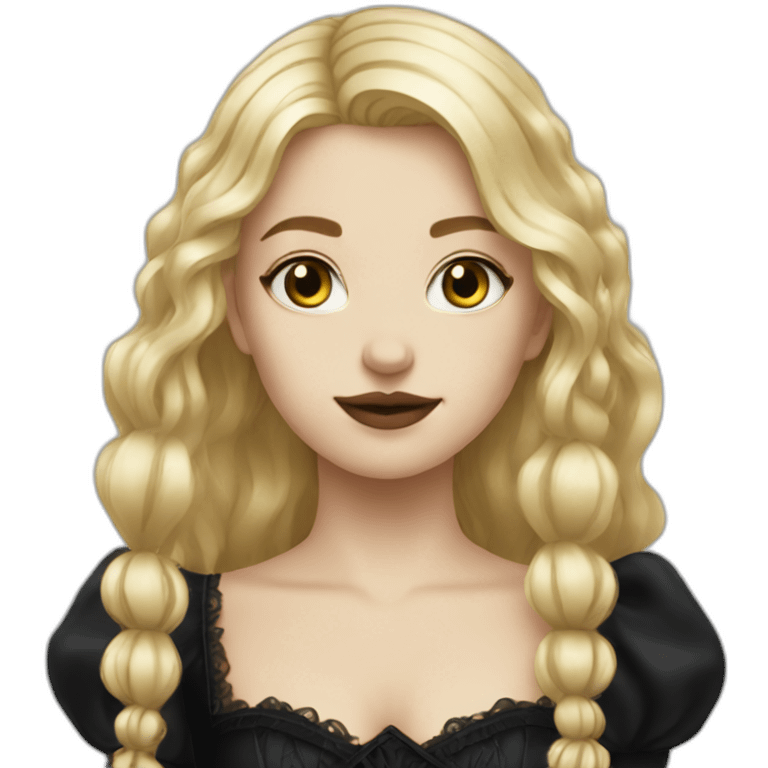 blond hair girl with black gothic dress emoji