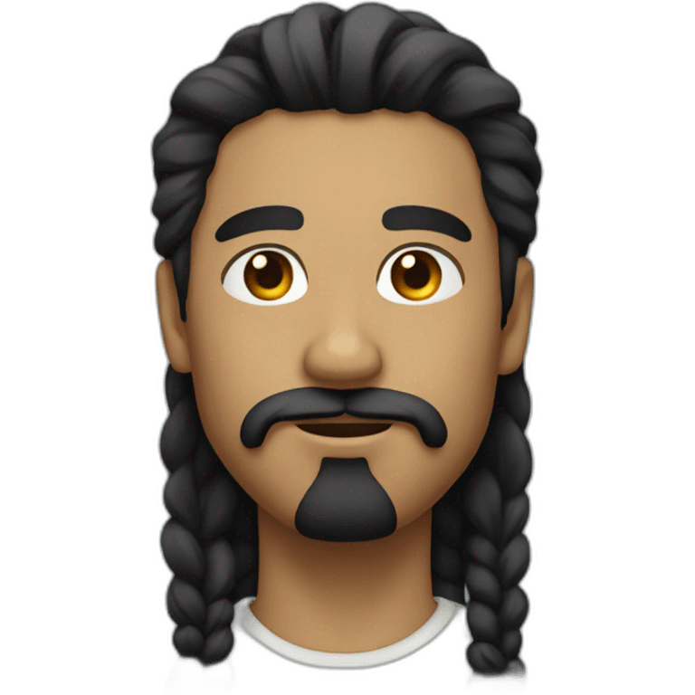 black long hair male with mustache and goatee emoji