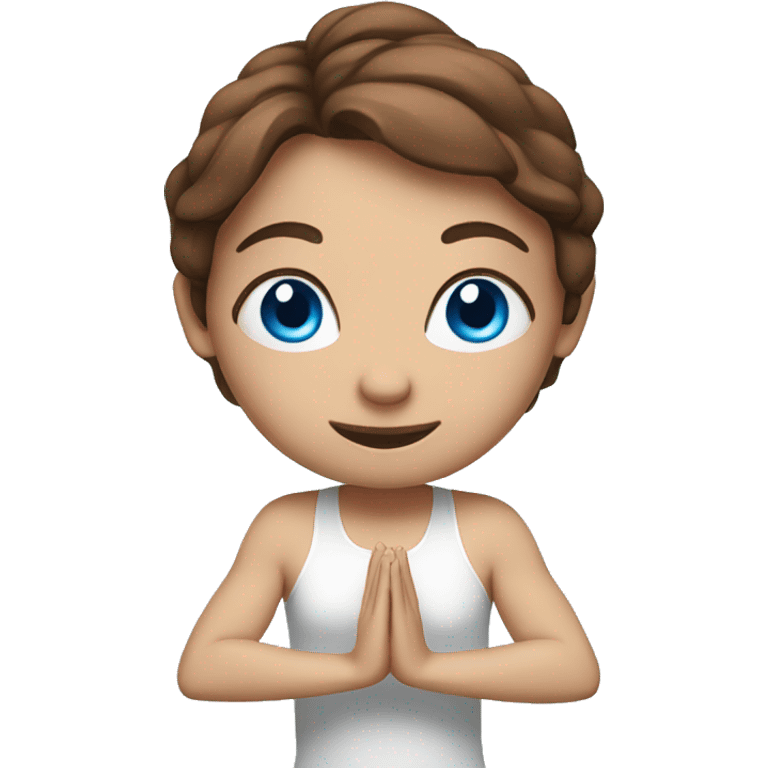 fairy with brown hair, blue eyes in yoga pose emoji