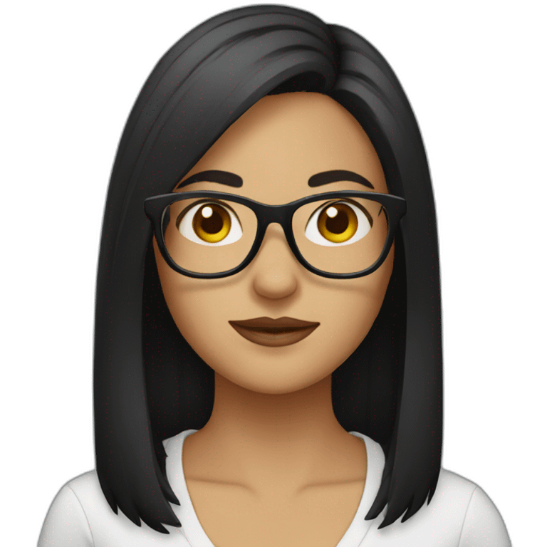 Women with glasses with black hair emoji