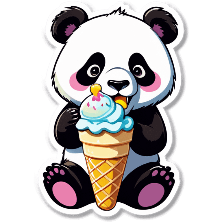 Panda eating ice cream emoji