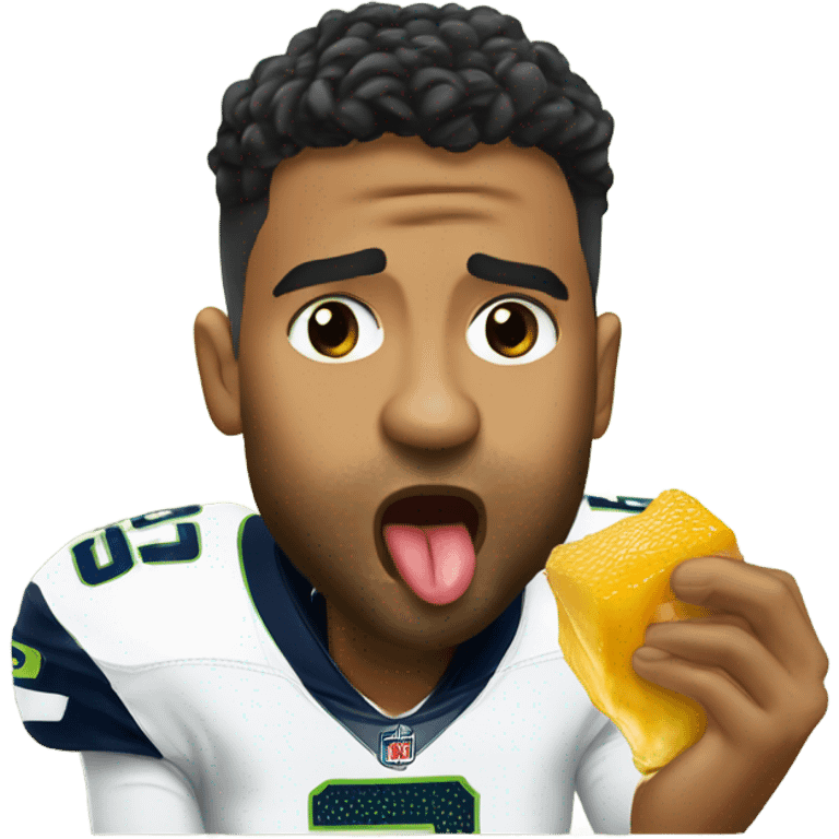 Russel Wilson licking honey emoji