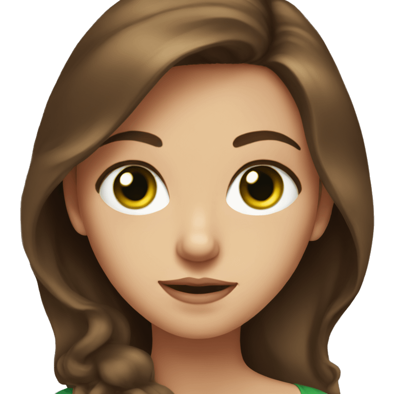 brown haired girl portrait, green eyes  emoji