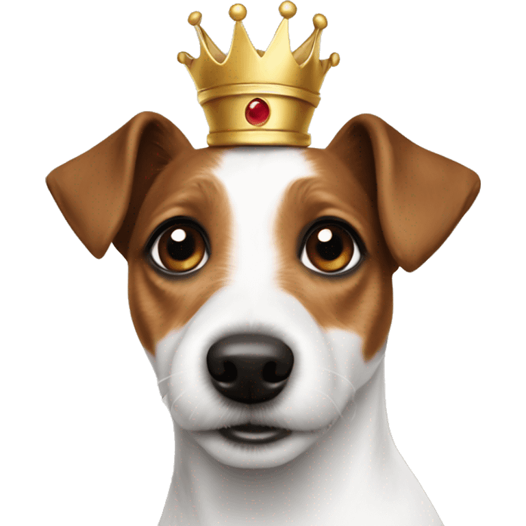 One brown spot eyed Jack Russell terrier with crown on  emoji