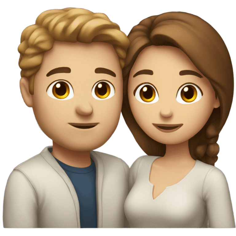 a white couple with brown hair kissing emoji