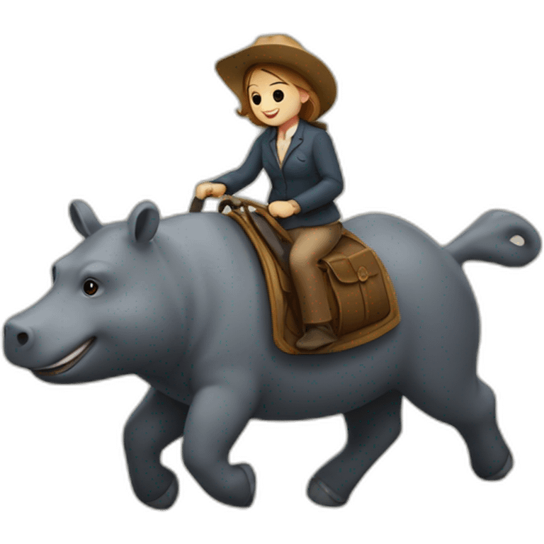 Un ours sur un hippopotame emoji