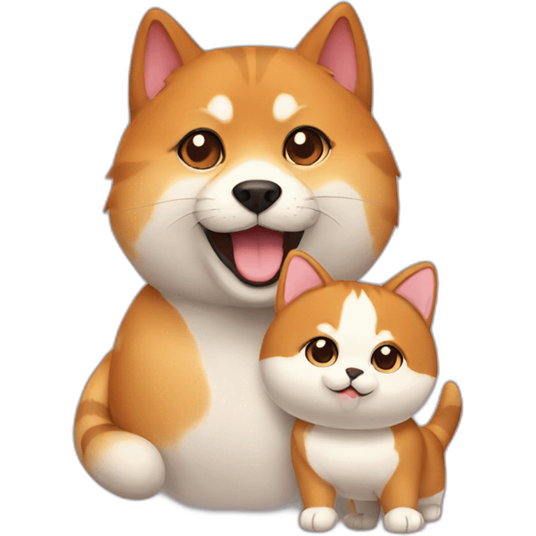 cat friends with shiba inu emoji