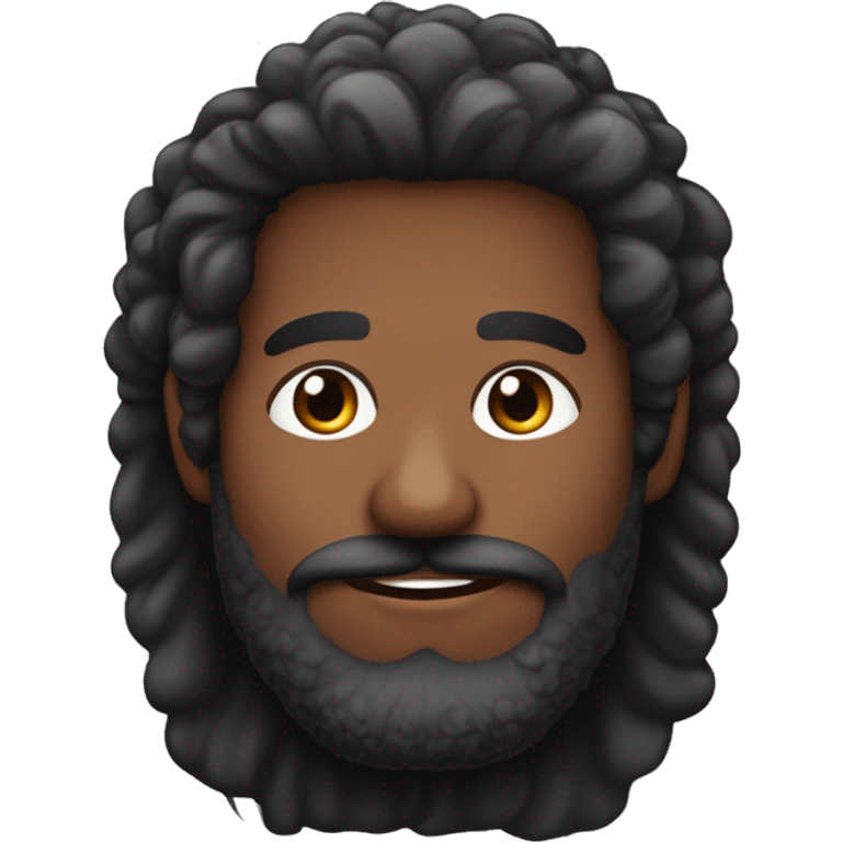 Chico de cabello negro peinado hacia atrás con barba, de piel blanca y ojos color café  emoji