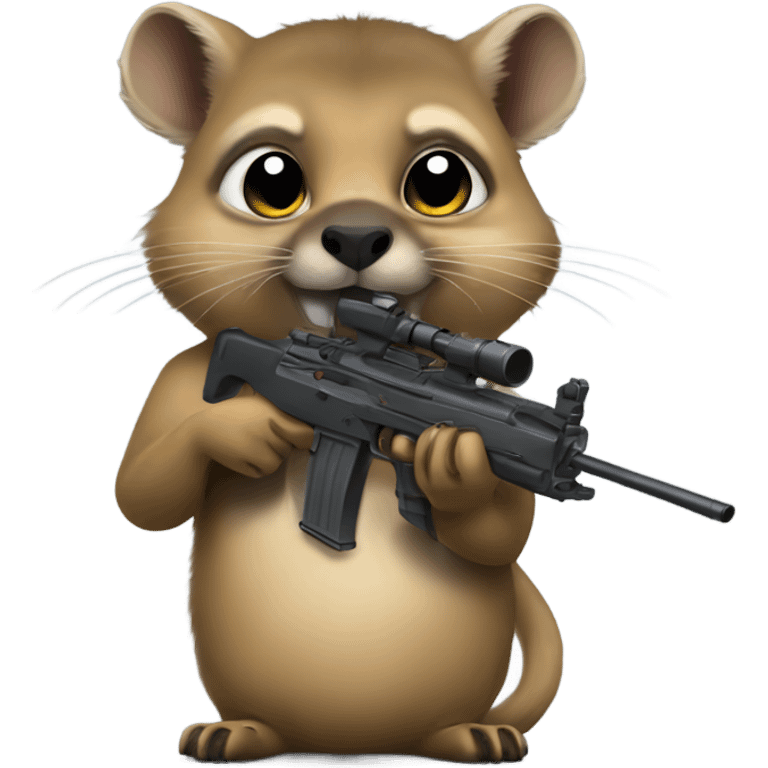 Hyrax holding a rifle emoji